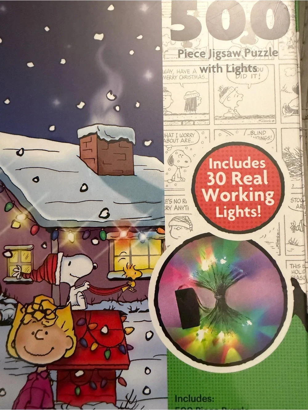 Peanuts Holiday Lights Puzzle w/real working lights